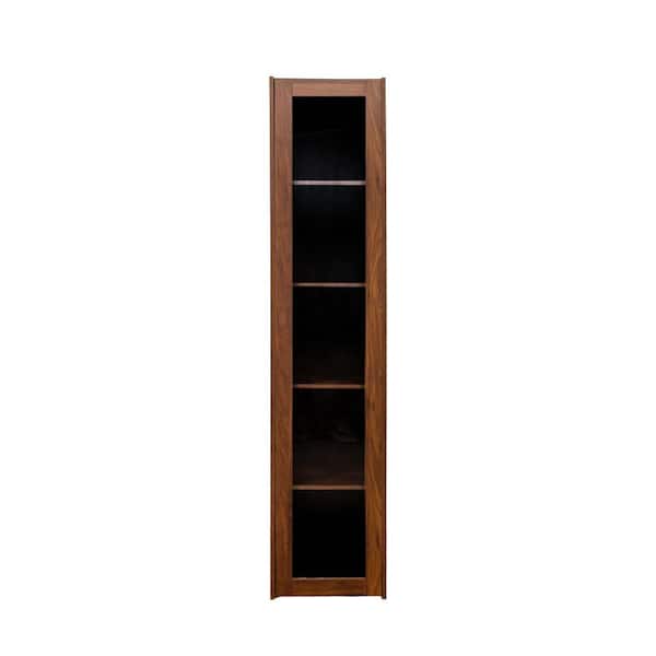 16 in W x 16 in D x 71 in H Linen Cabinet, Bookshelf Cabinet in Walnut with 5 Shelves, LED Lights, Acrylic Plate Door
