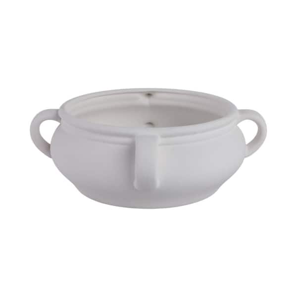 Liv & Skye 11 in. White Ceramic Textured Decorative Bowl with 3 Handles
