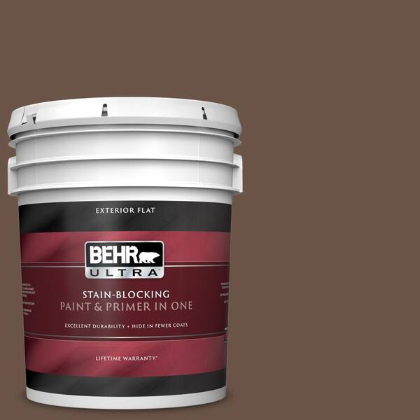 BEHR ULTRA 5 gal. #UL160-22 Cacao Flat Exterior Paint and Primer in One
