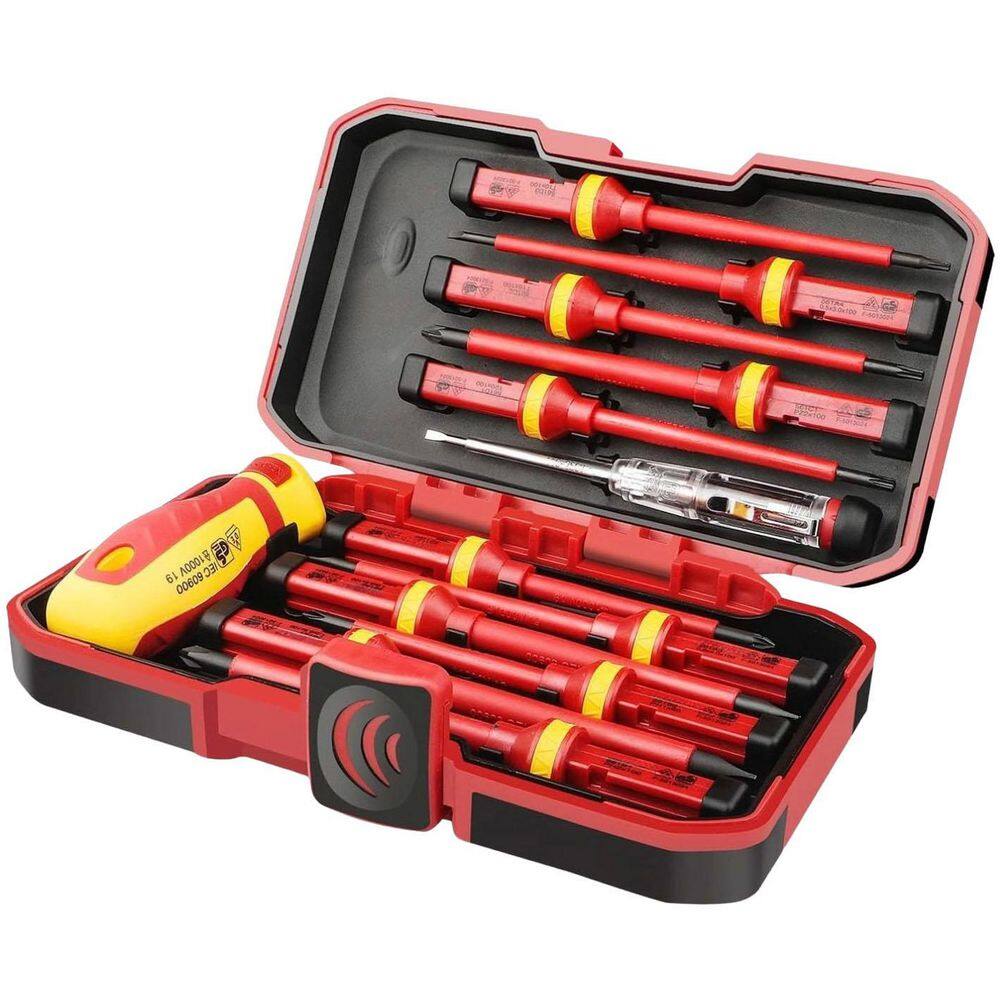 1000V Insulated Screwdriver Set 13 Piece Magnetic Phillips Slotted Pozidriv Torx Blades Red Yellow Hand Tool price history on PriceWatchPro