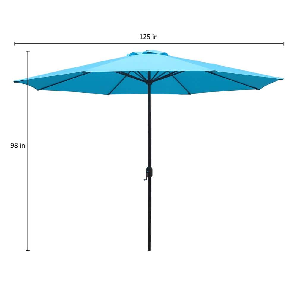 11 ft Aqua Steel Market Round Patio Umbrella