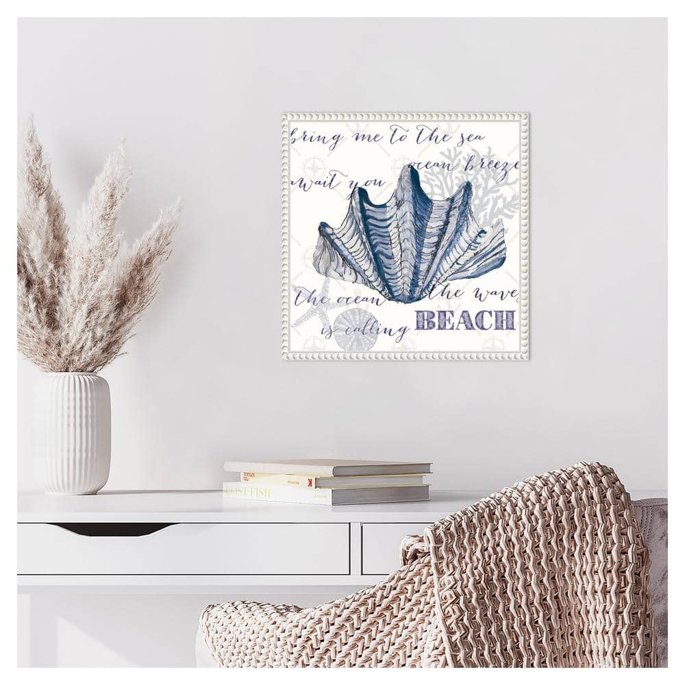 Nautical Blue and White Beaded Canvas Quote Wall Art