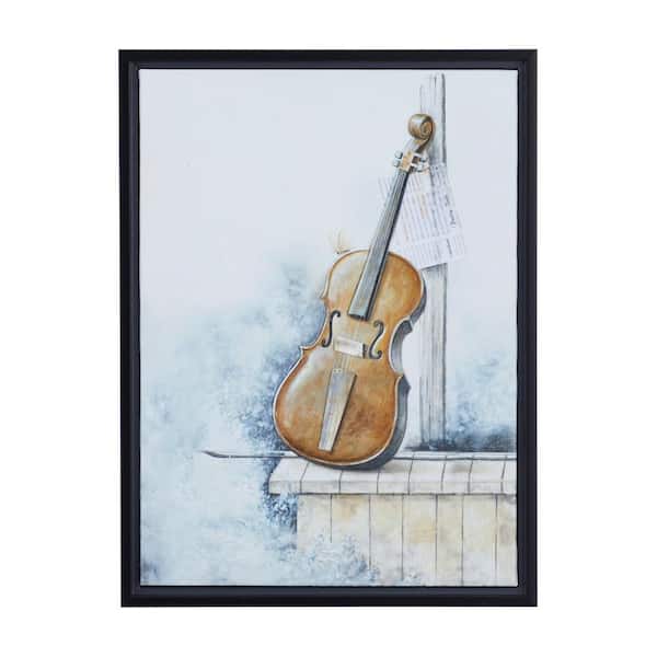 Litton Lane 24 in. x 18 in. Brown Polystone Traditional Music Framed Wall Art