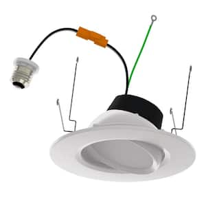 5/6 in. 10-Watt Selectable CCT Integrated LED Gimbal Recessed Downlight Trim Wet Location CEC Compliant Dimmable