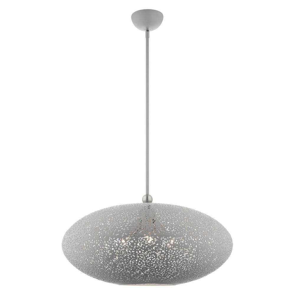 Nordic Gray Brushed Nickel 3-Light Crystal Globe Pendant