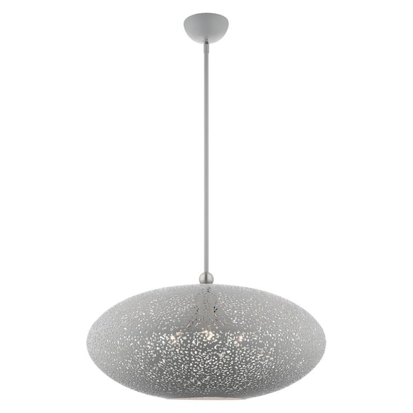 Livex Lighting Charlton 3 Light Nordic Gray with Brushed Nickel Accents Pendant