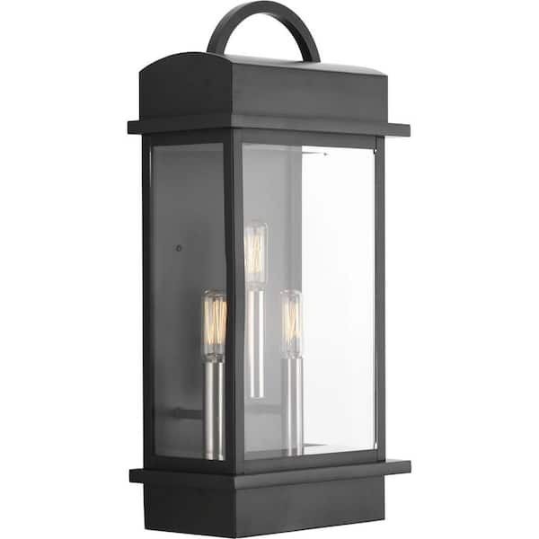 Progress Lighting Santee Collection 3-Light Matte Black Clear