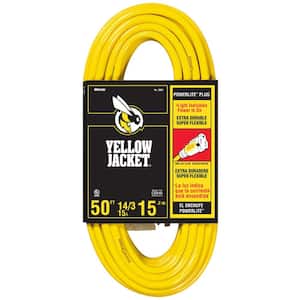 50 ft. 14/3 SJTW Outdoor Heavy-Duty 15 Amp Contractor Extension Cord with Power Light Plug