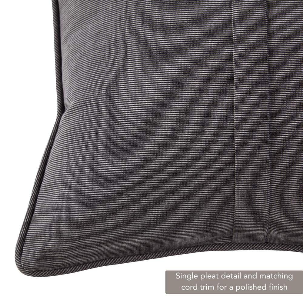 Coal Sunbrella Pleated Outdoor Throw Pillow Set, 21x14"