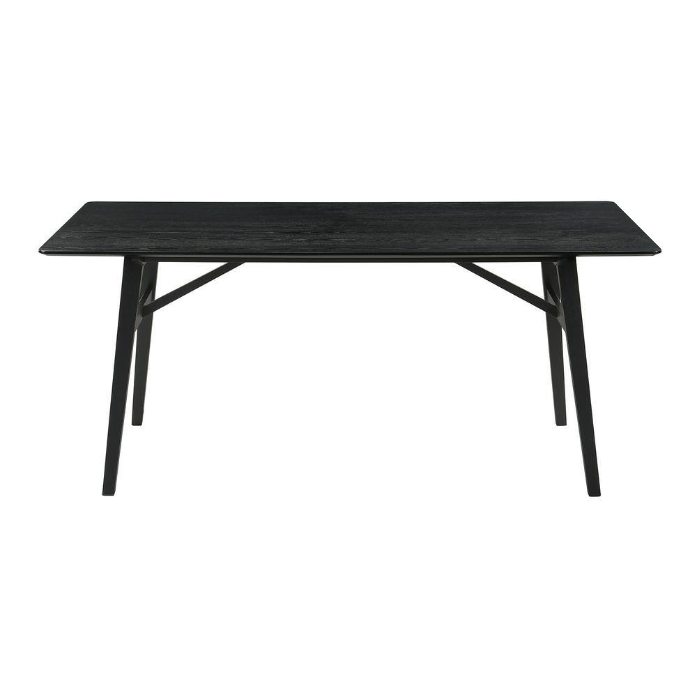 Channell Black Rubberwood Rectangular Dining Table for Six