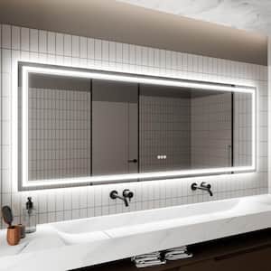 84 in. W x 32 in. H Rectangular Frameless Anti-Fog Backlit Front Lighted Wall LED Bathroom Vanity Mirror, Tempered Glass