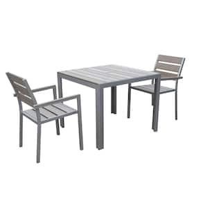 Gallant 3-Piece Sun Bleached Grey Rust Proof High Density Polyethylene Outdoor Dining Set