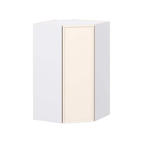 J COLLECTION Fairview 24 in. W x 14 in. D x 40 in. H Slim Shaker Assembled Wall Diagonal Corner Kitchen Cabinet in Washed Linen