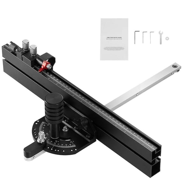 Aluminum Alloy Table Saw Miter Gauge, Standard Slot 3/4 in. x 3/8 in., Adjustable Spring Loaded Plunger