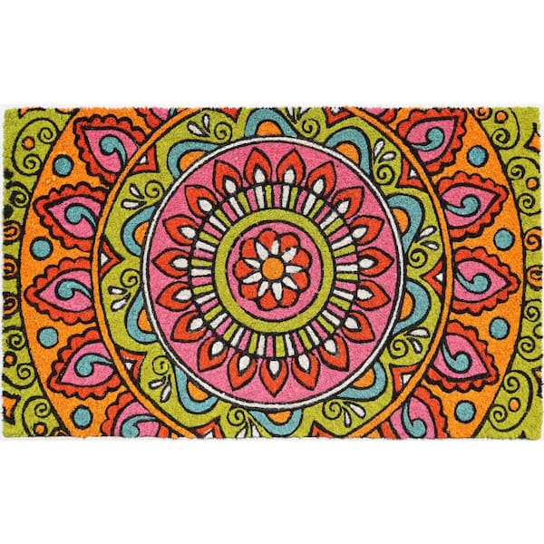 Vinyl Back Multi-Colored Mandala 30 in. x 18 in. Outdoor Coir Door Mat