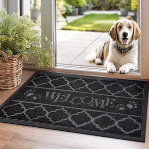 Geo Welcome 24 in. x 35 in. Black Waterproof Door Mat