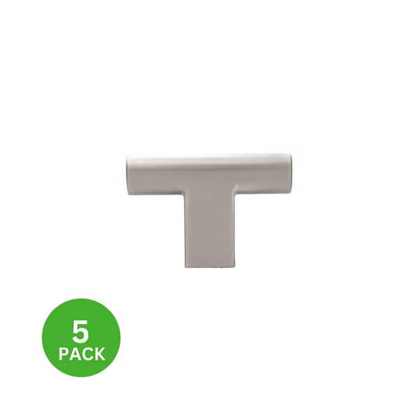 5-Pack Vail 2 in. (51 mm) Modern Satin Nickel T-Shaped Cabinet Knob
