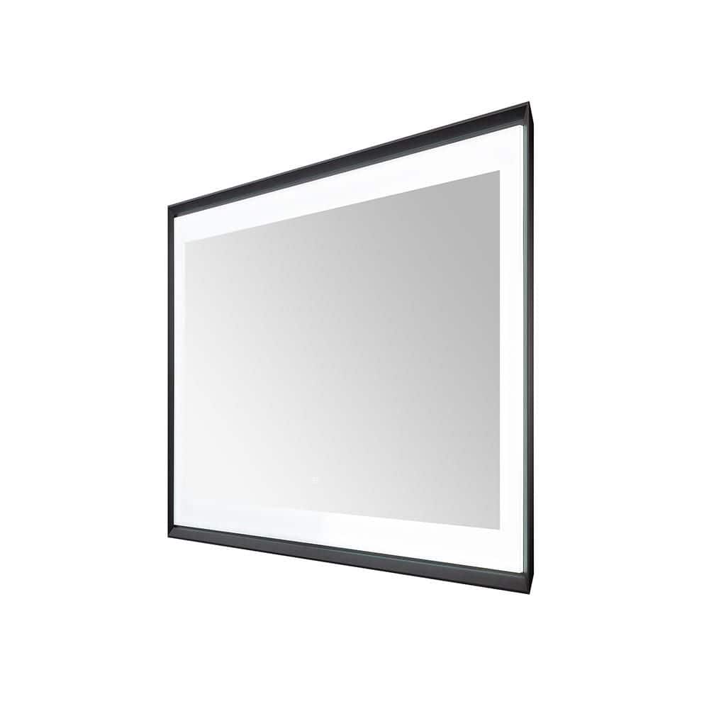 Madison 48 in. W x 36 in. H Rectangular Framed Wall Mount Bathroom Vanity Mirror in Matte Black LED Lighted Defogger price history on PriceWatchPro