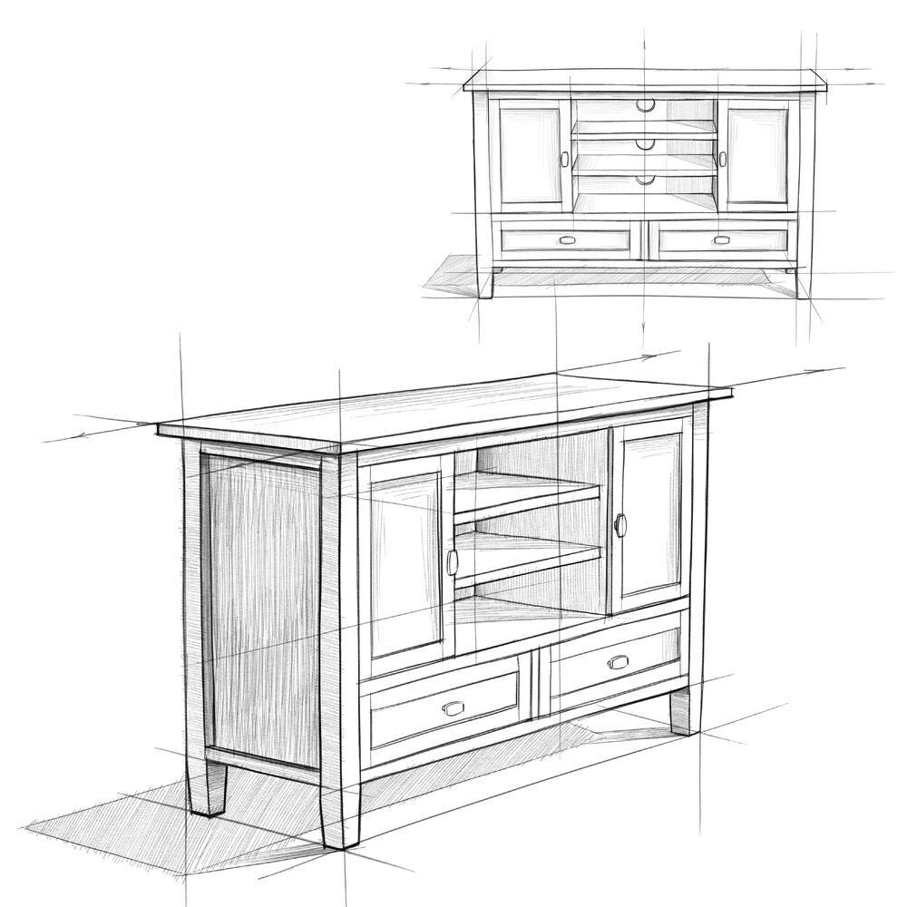 Farmhouse Gray Solid Wood TV Media Stand with Storage