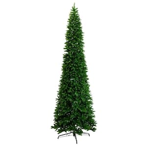 14 ft. Pre-Lit Slim Green Mountain Pine ArtificialChristmas Tree with 1600 Warm White LED Lights and 4660 Branches