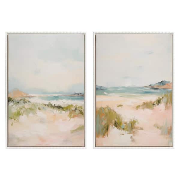 Kate and Laurel Sylvie Abstract Nature Landscape Framed Canvas Wall Art Set 2-Piece White 23.00 in. x 33.00 in.