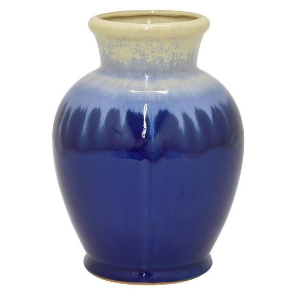 THREE HANDS 8 in. Ceramic Vase in Blue