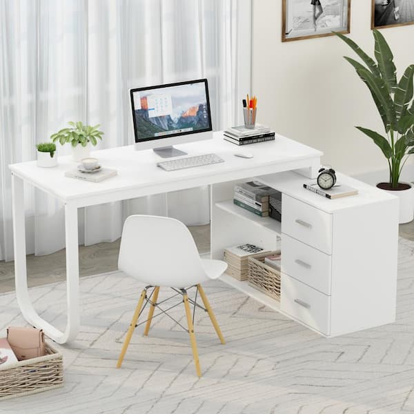 New - White L Shape Desk w/ Modesty Panel by Fursys – Nationwide Furniture  Liquidators