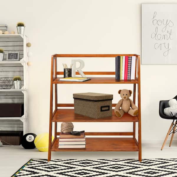 Casual Home Metro 43.5 in. Tall Antique Mahogany Solid Wood 3-Shelf Etagere Bookcase