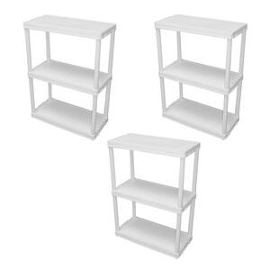 GRACIOUS LIVING 12 in. x 33 in. x 24 in. 3-tier 3 Shelves Resin  Freestanding Garage Storage Shelving Unit, White 91015MAX-IT-1C-128 - The  Home Depot