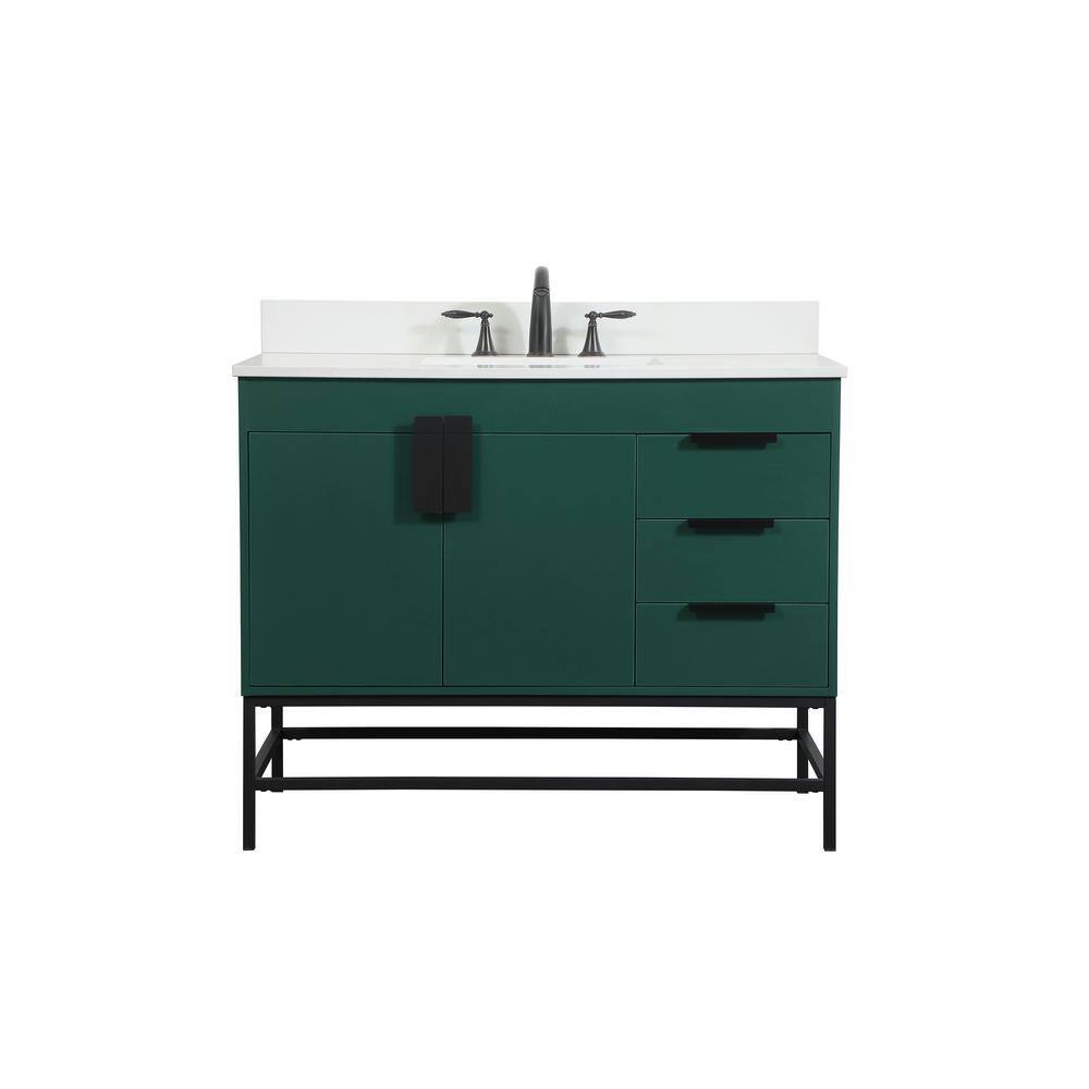 Simply Living 42 in. W x 22 in. D x 33.5 in. H Bath Vanity in Green with Iv