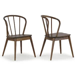 Azure Walnut Rubberwood Dining Chair with Windsor Back Set of 2