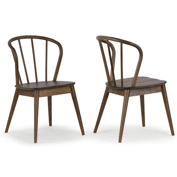 Glamour Home Azure Walnut Rubberwood Dining Chair with Windsor Back Set of 2
