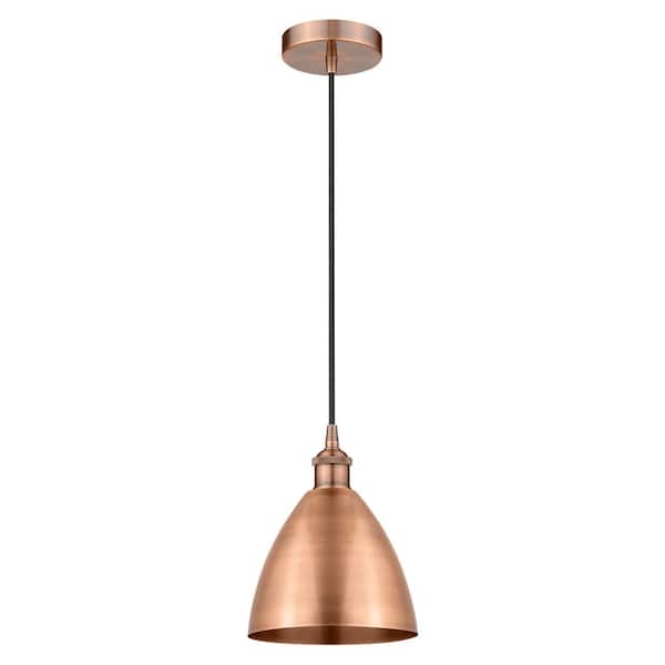 Edison Dome 100-Watt 1-Light Antique Copper Standard Mini Pendant Light with Metal Shade