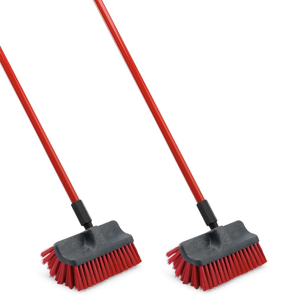 Libman Dual Surface Floor Scrub Brush With Steel Handle 2 Pack 1743 The Home Depot