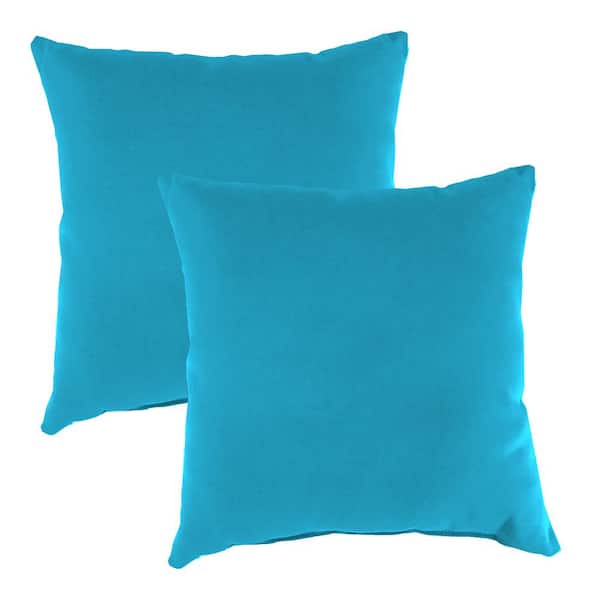Jordan Manufacturing 16 in. L x 16 in. W x 4 in. T Square Outdoor Throw Pillow in Sky Blue (2-Pack)
