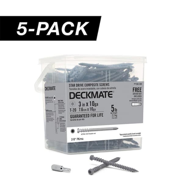 5-Pack #10 x 3 in. Gray Star Drive Pan-Head Composite Deck Screws (25 lb. / 1,550-Piece)