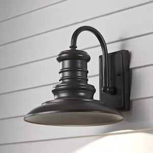 Redding Station 1-Light Restoration Bronze Outdoor 12.5 in. Integrated LED Wall Lantern Sconce