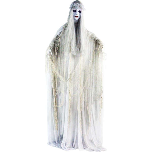 Haunted Hill Farm 5.6 ft. Animatronic Ghost Bride with Lights and Sound, Indoor or Covered Outdoor Halloween Decoration
