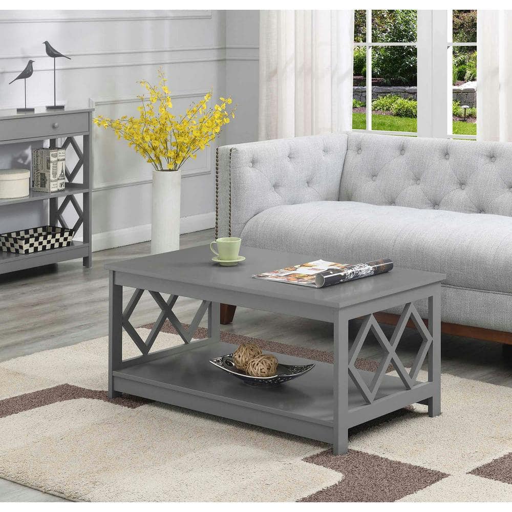 Contemporary Diamond-Cut 40" Gray Melamine Coffee Table