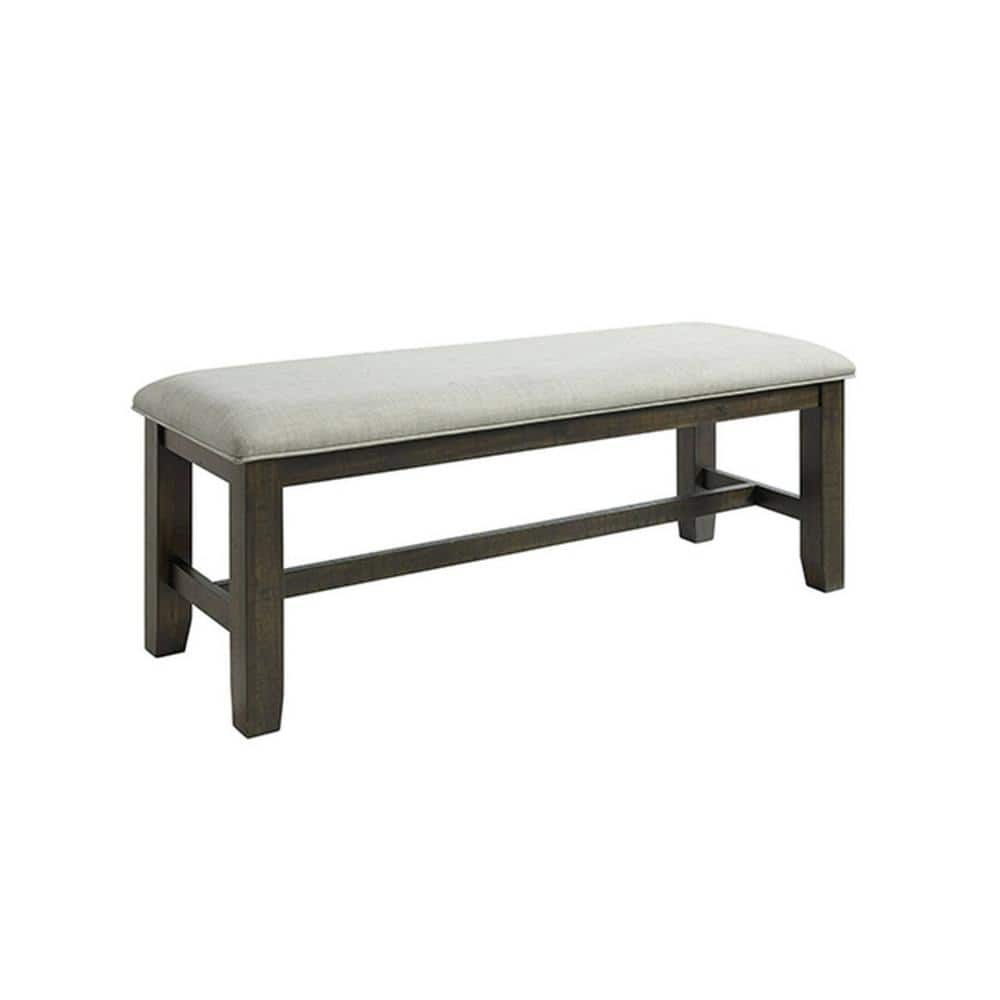 Benjara Gray And Brown 50 In. Backless Bedroom Bench With Wooden Frame ...