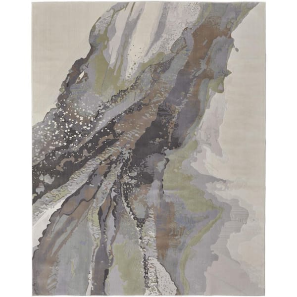 HomeRoots 5 ft. x 8 ft. Green and Brown Abstract Area Rug