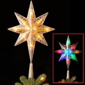 11.8 X 9.5 Christmas LED Star Tree Topper Lulu Home Christmas Tree Topper Lighted Xmas Tree Star Topper Christmas Tree Ornament Decoration