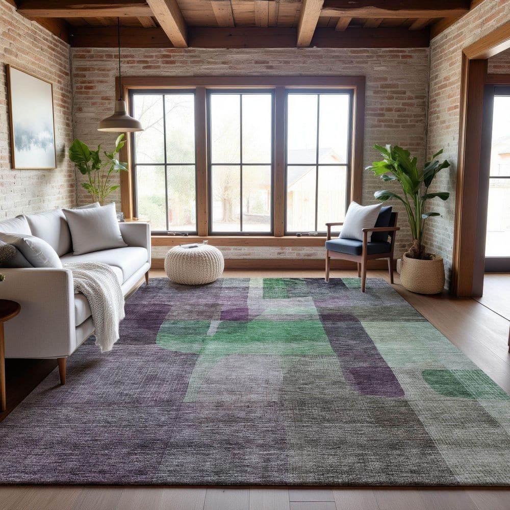 Mayfield Premium Machine Washable Abstract AMF1113 Purple 5 ft. x 7 ft. 6 in. Area Rug price history on PriceWatchPro