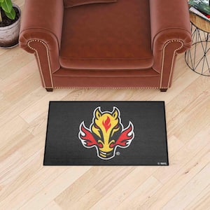 Black 19 in. x 30 in. Calgary Flames Starter Mat Accent Rug