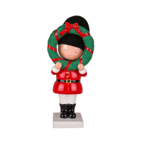 10 in. Christmas Soldier Holding Wreath