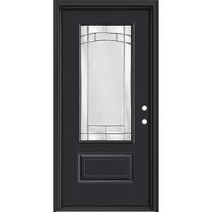 Performance Door System 36 in. x 80 in. 3/4-Lite Left-Hand Inswing Element Black Smooth Fiberglass Prehung Front Door