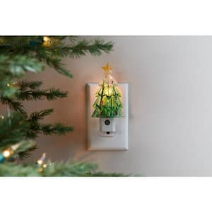 1-Light LED Magic Seasons Christmas Night Light Green Tree/White Snowman