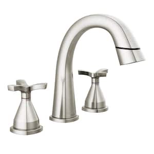 Stryke 8 in. Widespread Double-Handle Bathroom Faucet with Pull-Down Spout in Lumicoat Stainless