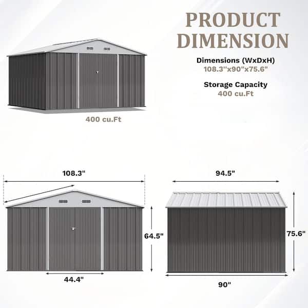 Tozey 10 ft. W x 8 ft. D Outdoor Storage Shed Galvanized Metal