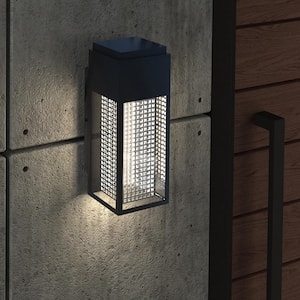 Meteor Black Modern Integrated LED Outdoor Hardwired Garage and Porch Light Lantern Sconce